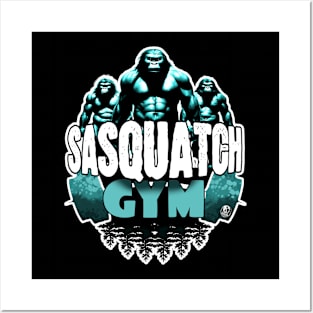 Sasquatch Gym Weight Lifting Bigfoot Bodybuilding Yeti Muscle Posters and Art